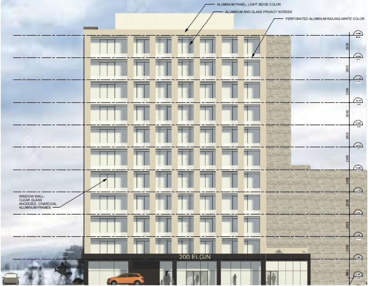 Rendering of building from page 19 of the file '2024-06-24 - Design Brief - D07-12-24-0044'