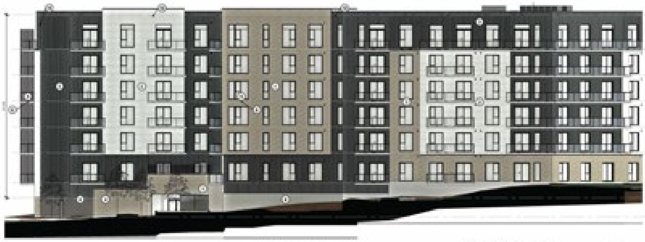 Rendering of building from page 35 of the file '2024-06-26 - Urban Design Brief - D07-12-24-0045'
