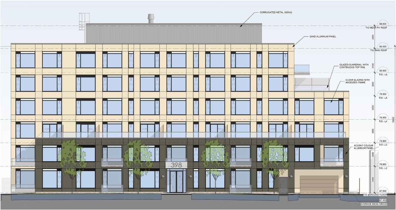 Rendering of building from page 18 of the file '2024-08-20 - Updated Design Brief - D07-12-24-0062'