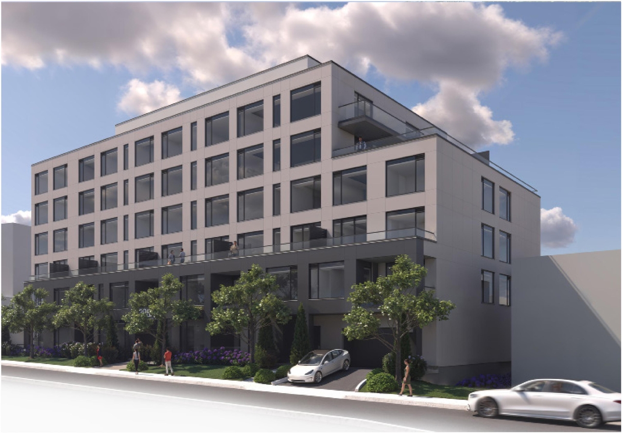 Rendering of building from page 11 of the file '2024-08-09 - Design Brief - D07-12-24-0062'