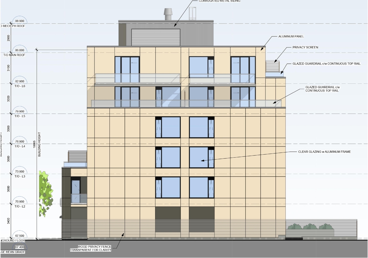 Rendering of building from page 21 of the file '2024-08-09 - Design Brief - D07-12-24-0062'