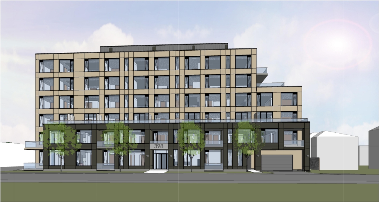 Rendering of building from page 24 of the file '2024-08-09 - Design Brief - D07-12-24-0062'