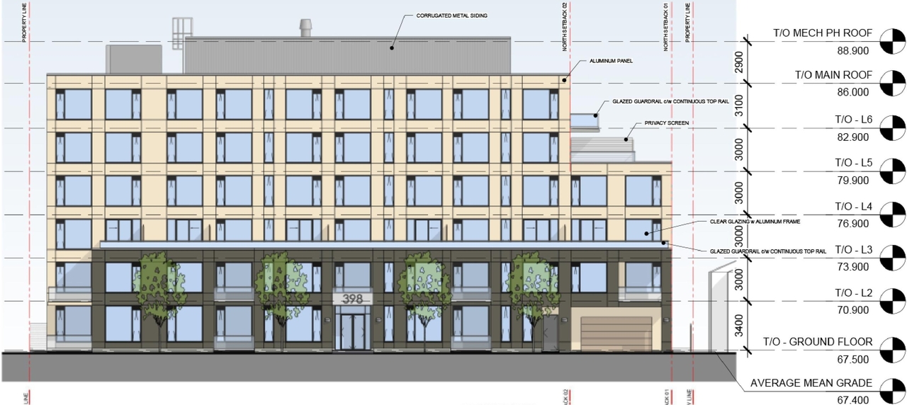 Rendering of building from page 28 of the file '2024-08-09 - Design Brief - D07-12-24-0062'