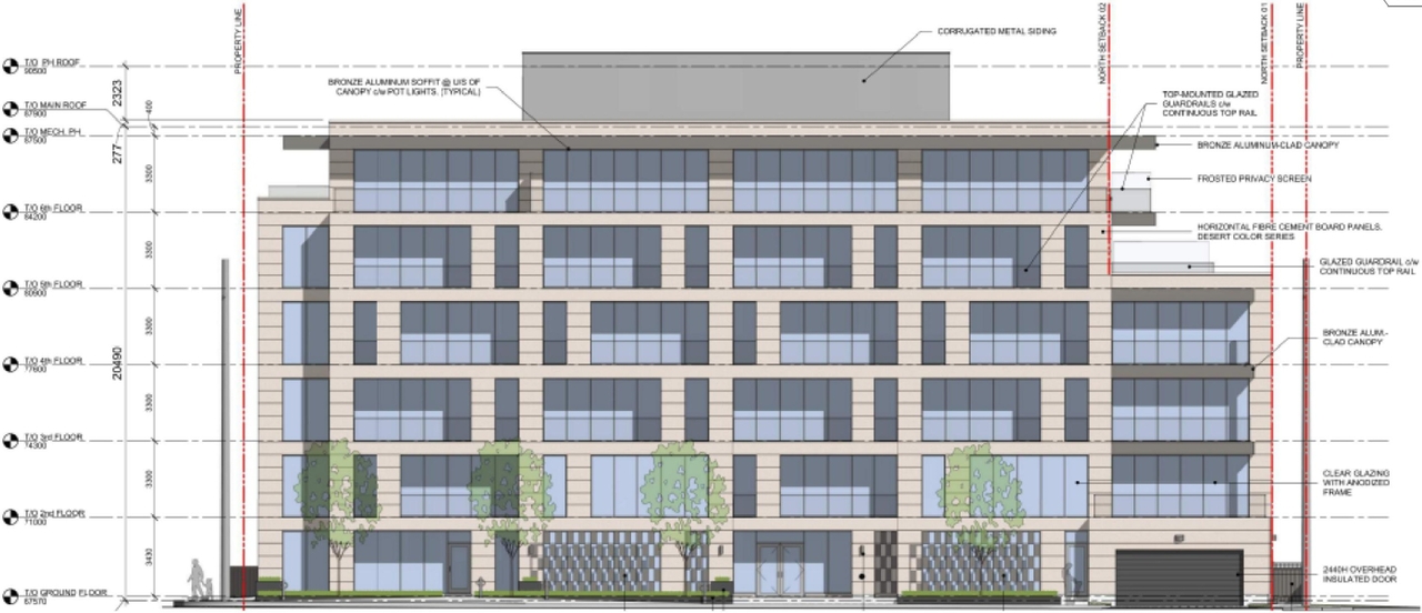 Rendering of building from page 28 of the file '2024-08-09 - Design Brief - D07-12-24-0062'
