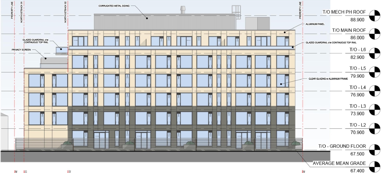 Rendering of building from page 29 of the file '2024-08-09 - Design Brief - D07-12-24-0062'