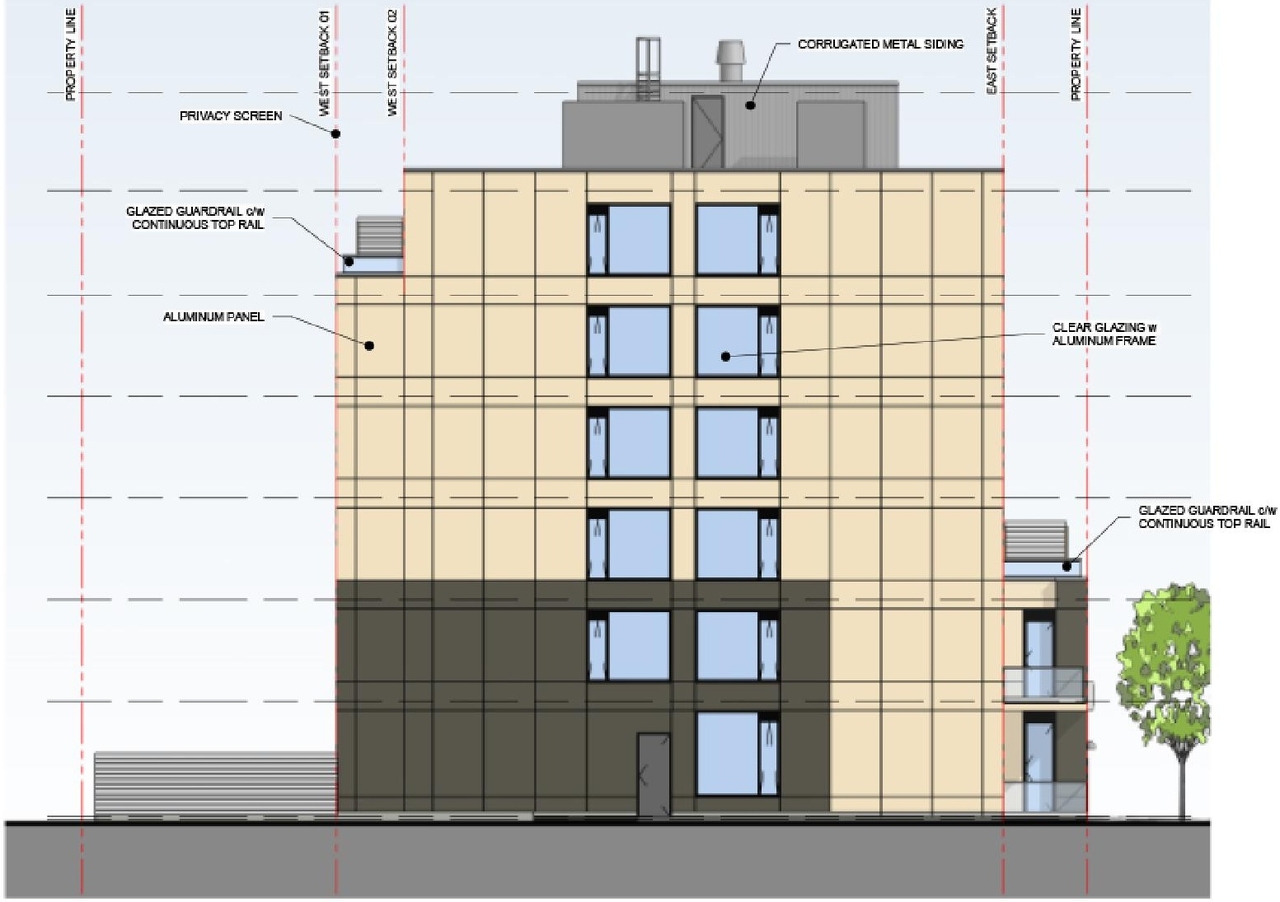 Rendering of building from page 30 of the file '2024-08-09 - Design Brief - D07-12-24-0062'
