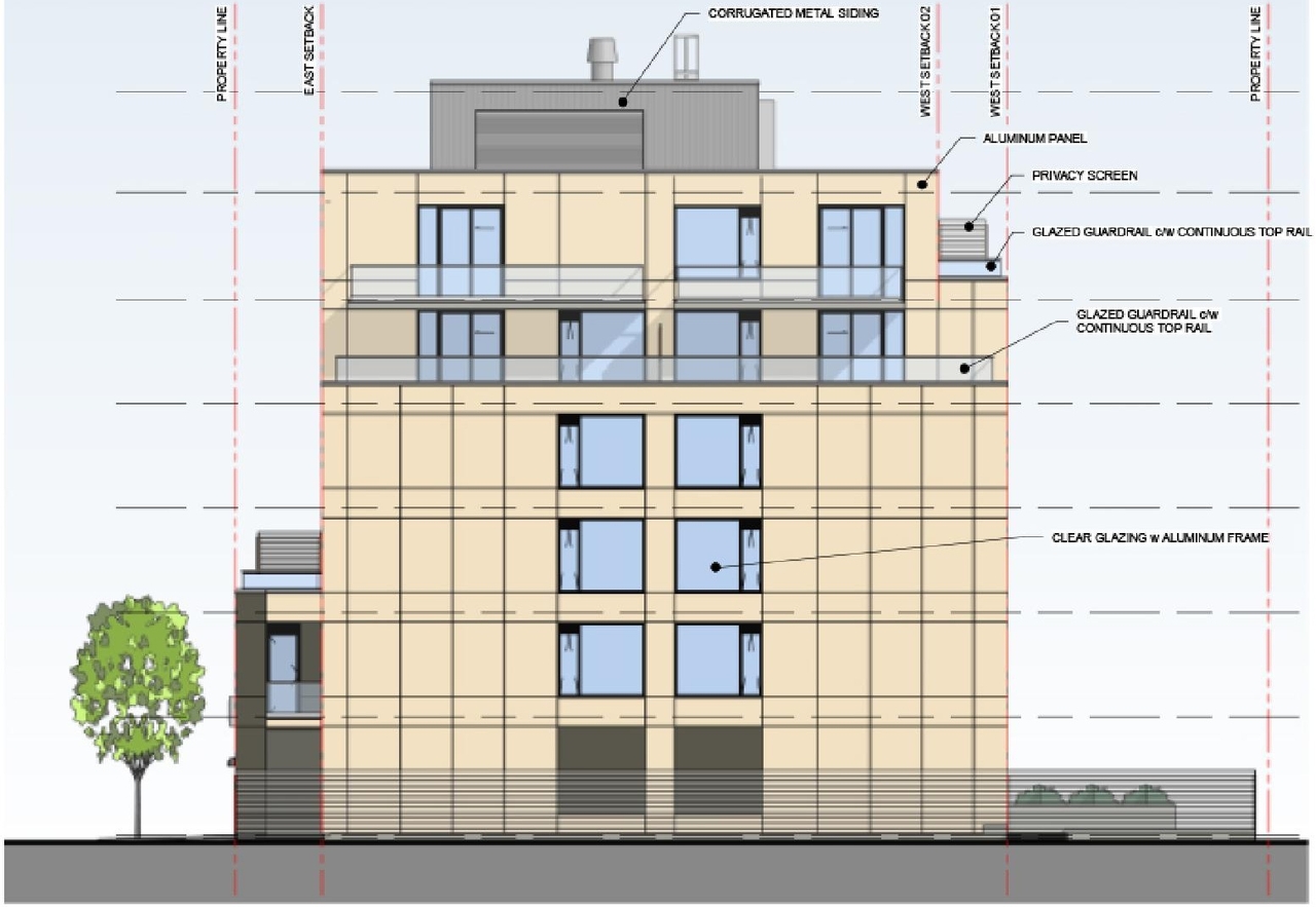 Rendering of building from page 30 of the file '2024-08-09 - Design Brief - D07-12-24-0062'