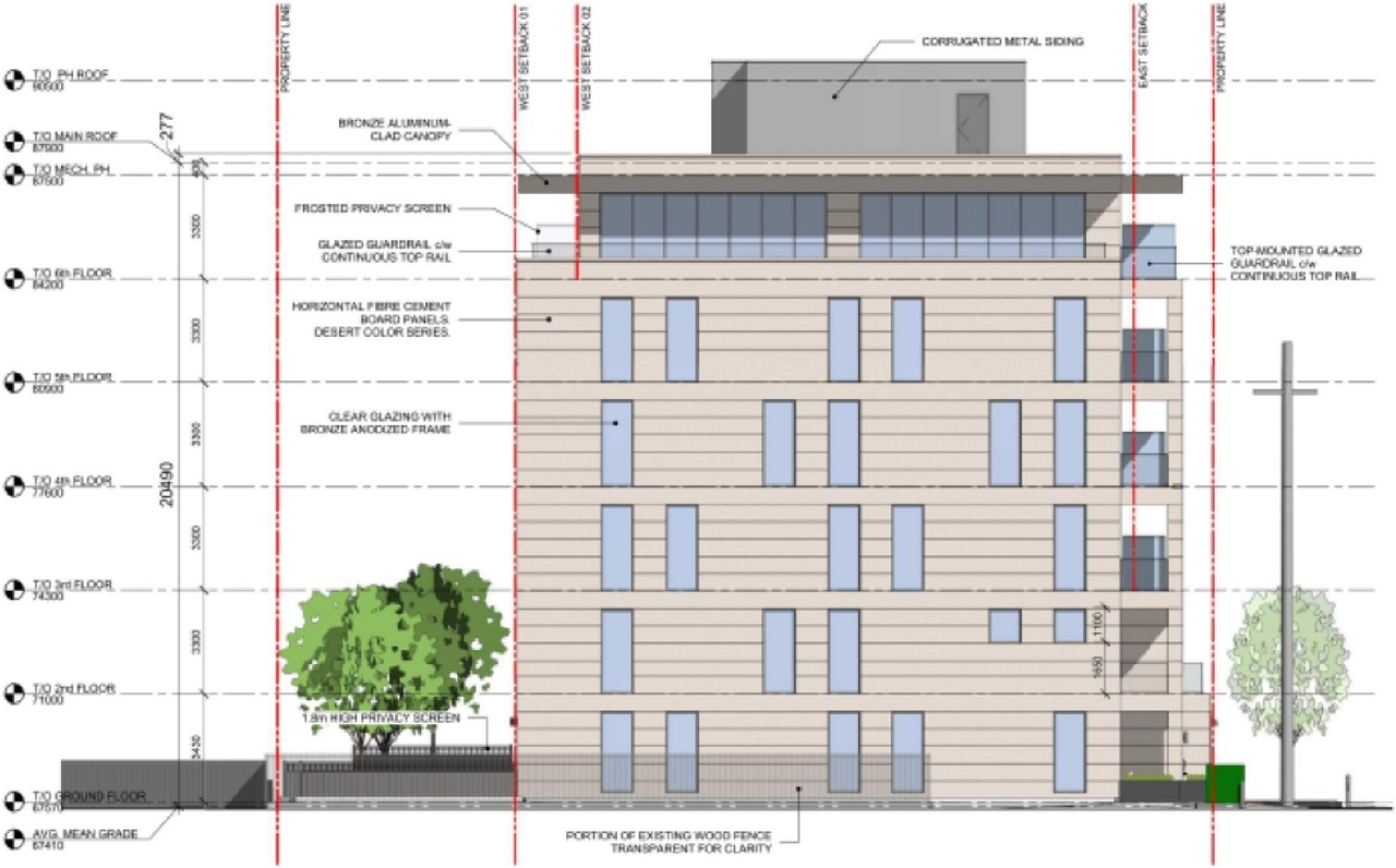 Rendering of building from page 30 of the file '2024-08-09 - Design Brief - D07-12-24-0062'