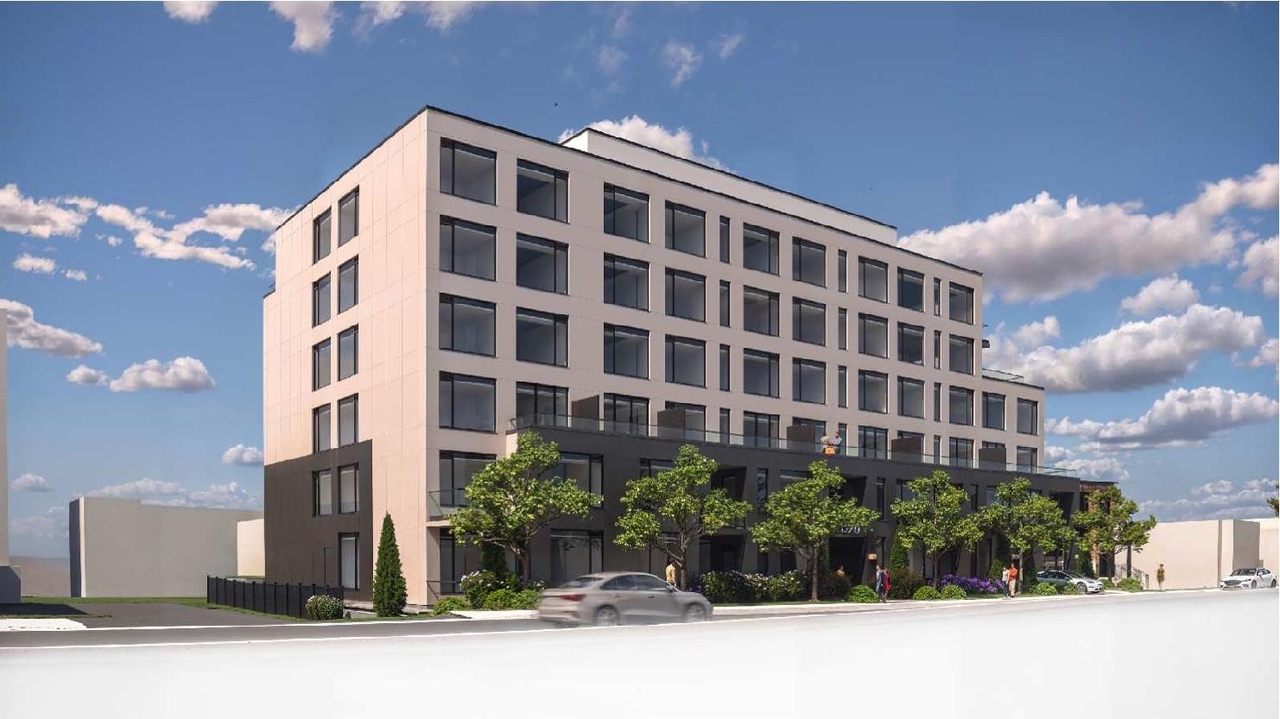 Rendering of building from page 33 of the file '2024-08-09 - Design Brief - D07-12-24-0062'