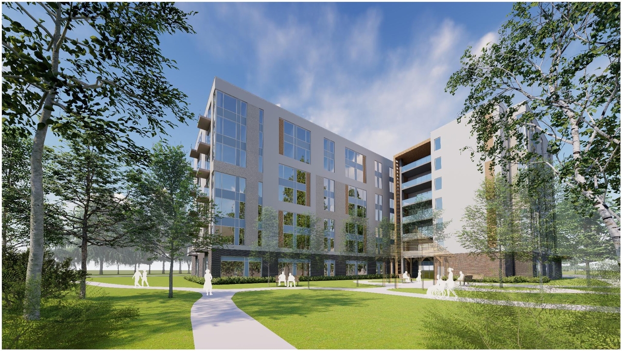 Rendering of building from page 10 of the file '2024-07-29 - Urban Design Brief - D07-12-24-0064'