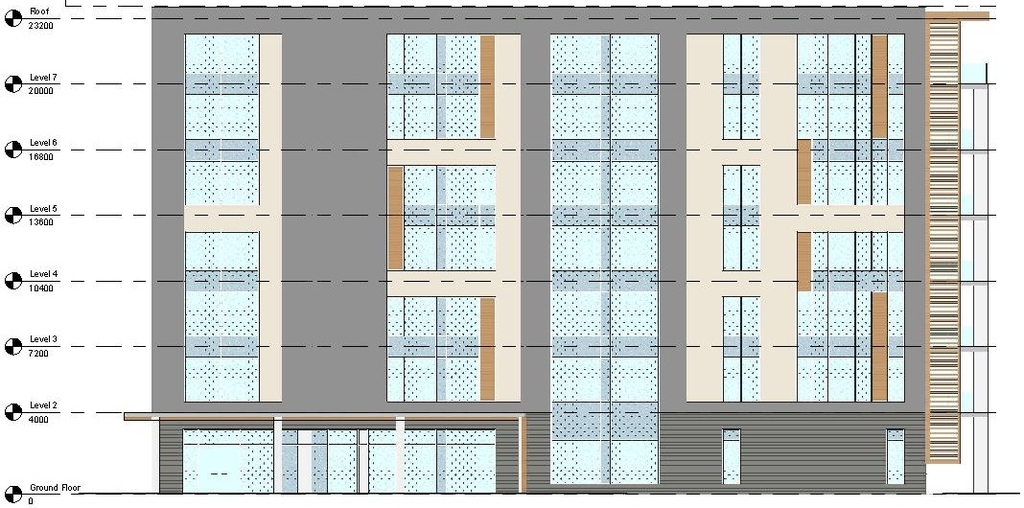 Rendering of building from page 13 of the file '2024-07-29 - Urban Design Brief - D07-12-24-0064'