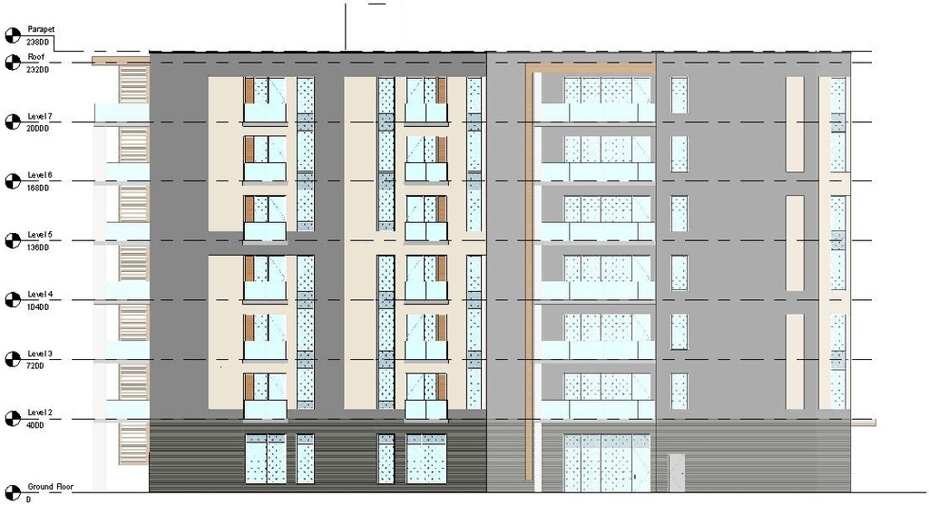 Rendering of building from page 13 of the file '2024-07-29 - Urban Design Brief - D07-12-24-0064'