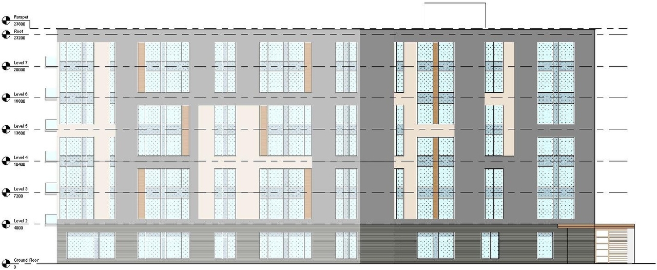 Rendering of building from page 13 of the file '2024-07-29 - Urban Design Brief - D07-12-24-0064'