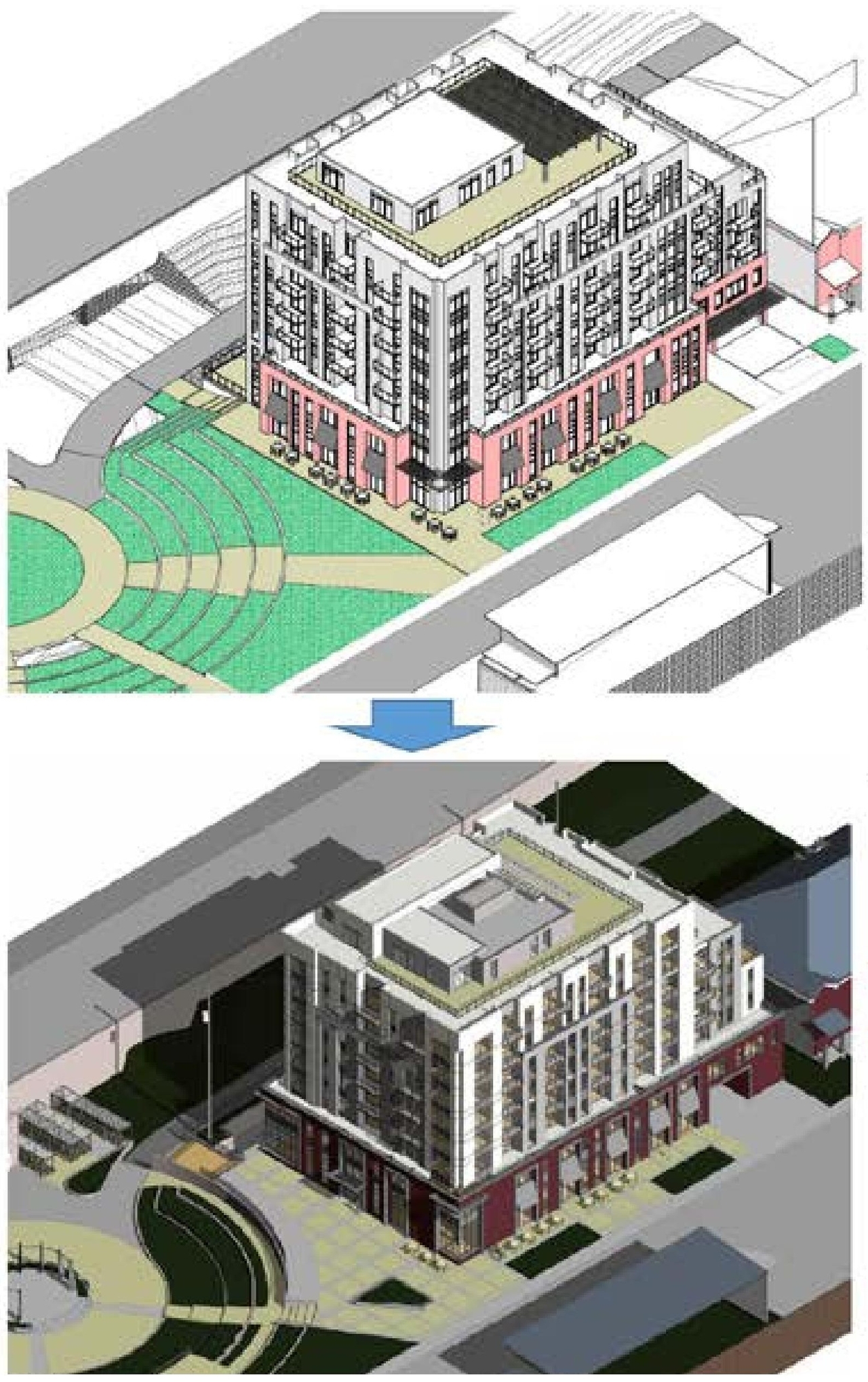 Rendering of building from page 13 of the file '2024-07-24 - Urban Design Brief - D07-12-24-0066'