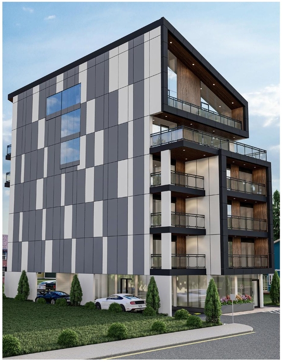 Rendering of building from page 13 of the file '2024-07-23 - Urban Design Brief - D07-12-24-0067'
