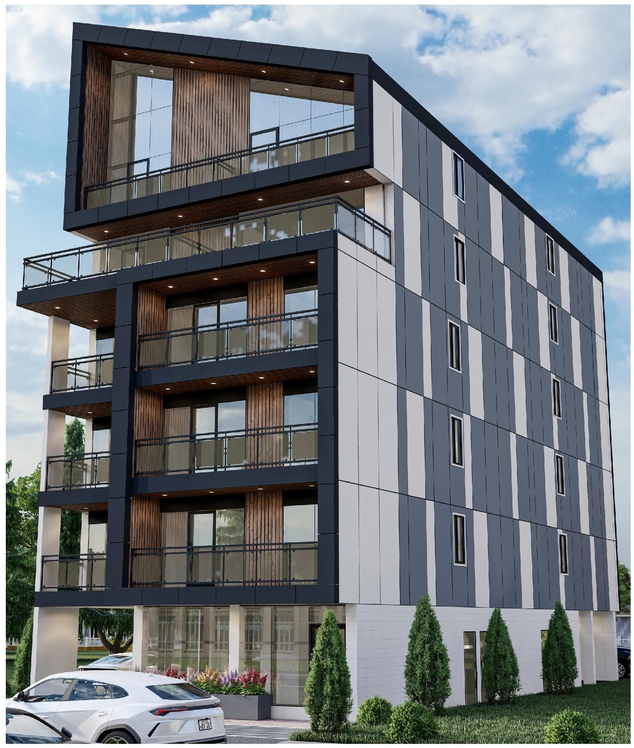 Rendering of building from page 14 of the file '2024-07-23 - Urban Design Brief - D07-12-24-0067'