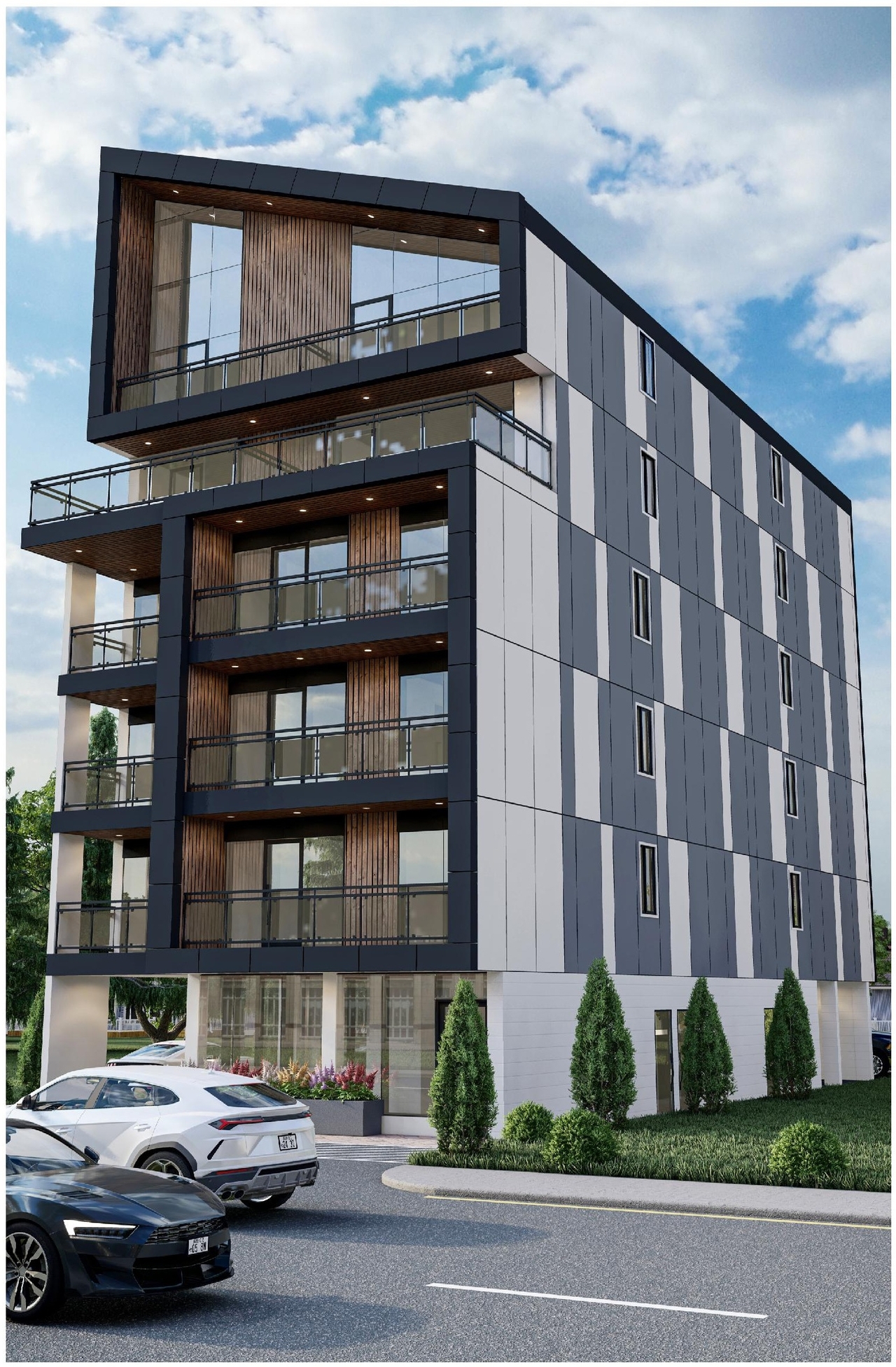 Rendering of building from page 21 of the file '2024-07-23 - Urban Design Brief - D07-12-24-0067'