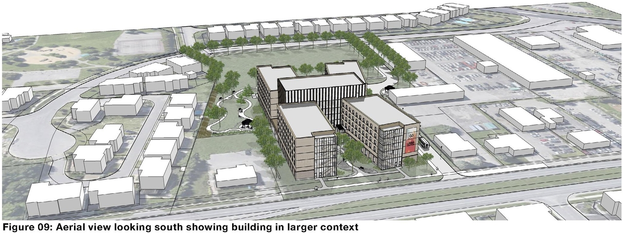 Rendering of building from page 9 of the file '2024-09-04 - Architectural Design Brief - D07-12-24-0068'