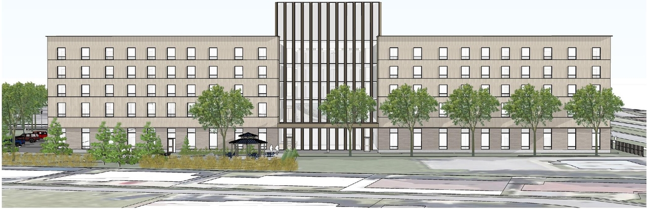 Rendering of building from page 10 of the file '2024-09-04 - Architectural Design Brief - D07-12-24-0068'