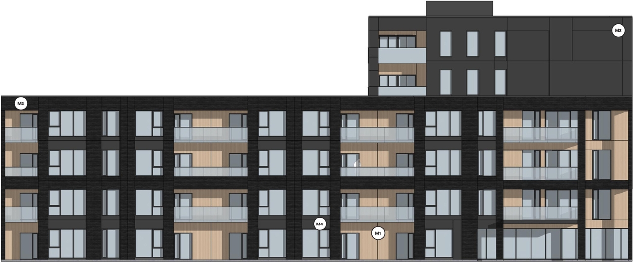 Rendering of building from page 25 of the file '2024-07-25 - Urban Design Brief - D07-12-24-0069'