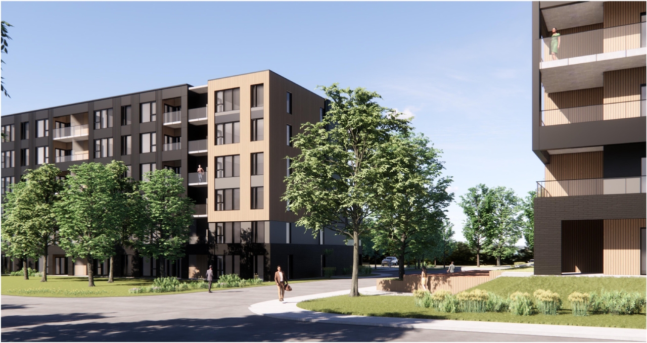 Rendering of building from page 28 of the file '2024-07-25 - Urban Design Brief - D07-12-24-0069'