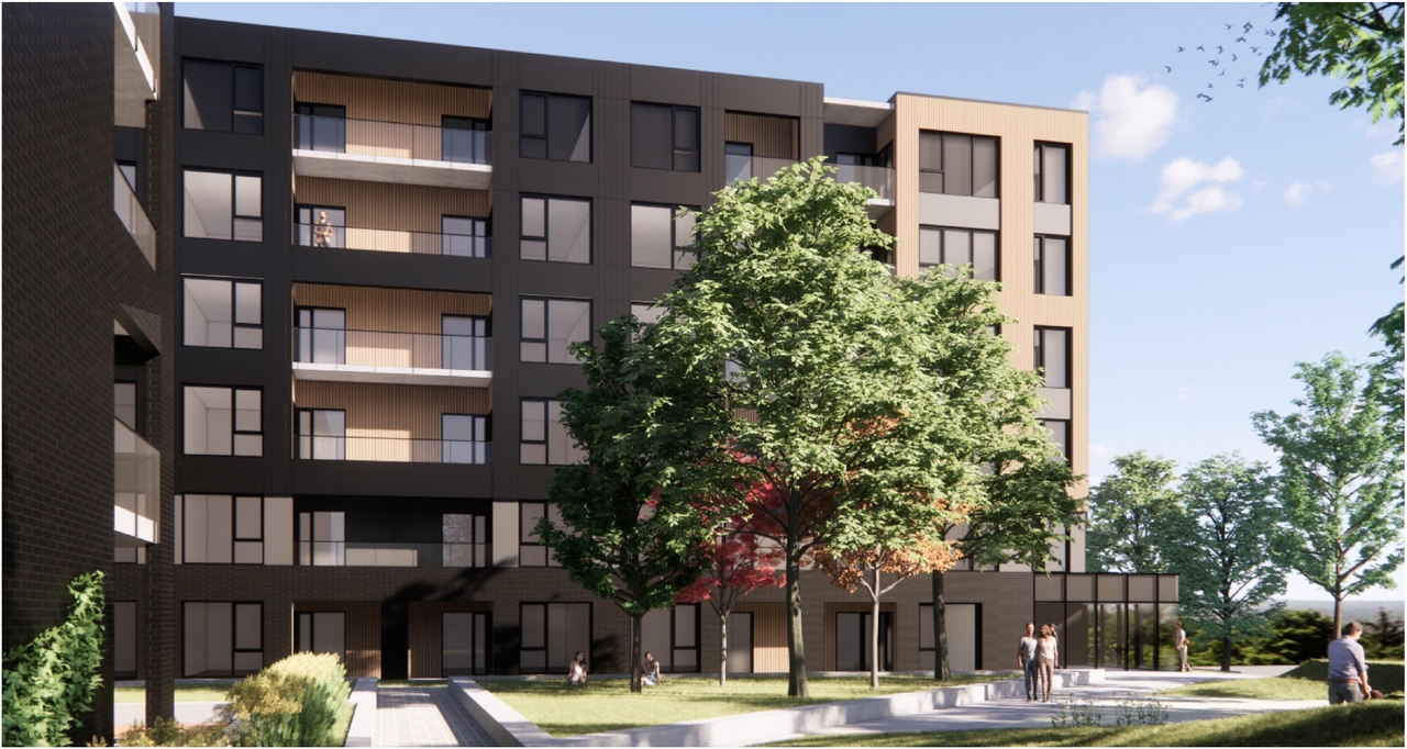 Rendering of building from page 31 of the file '2024-07-25 - Urban Design Brief - D07-12-24-0069'