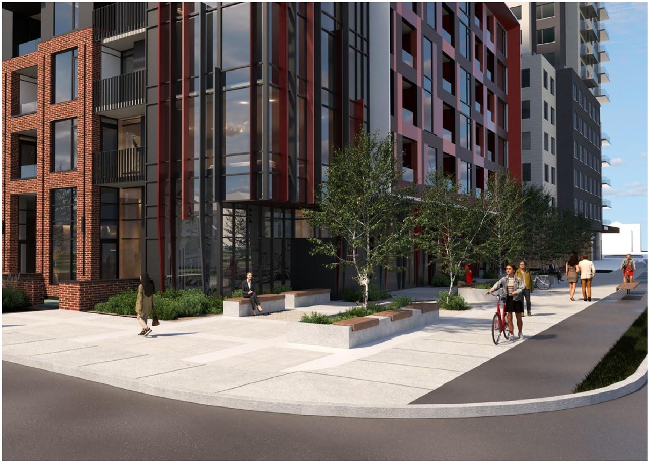 Rendering of building from page 7 of the file '2024-11-04 - Design Brief - D07-12-24-0072'