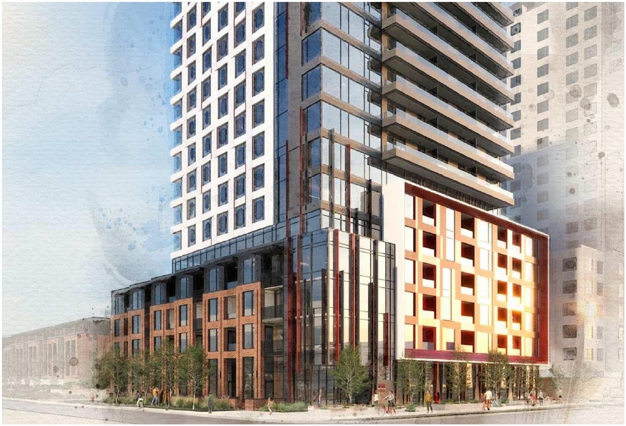 Rendering of building from page 9 of the file '2024-11-04 - Design Brief - D07-12-24-0072'