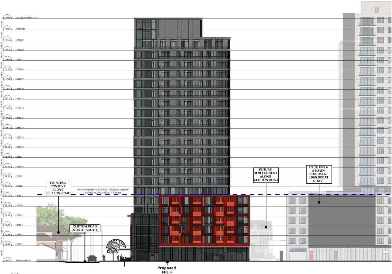 Rendering of building from page 16 of the file '2024-11-04 - Design Brief - D07-12-24-0072'