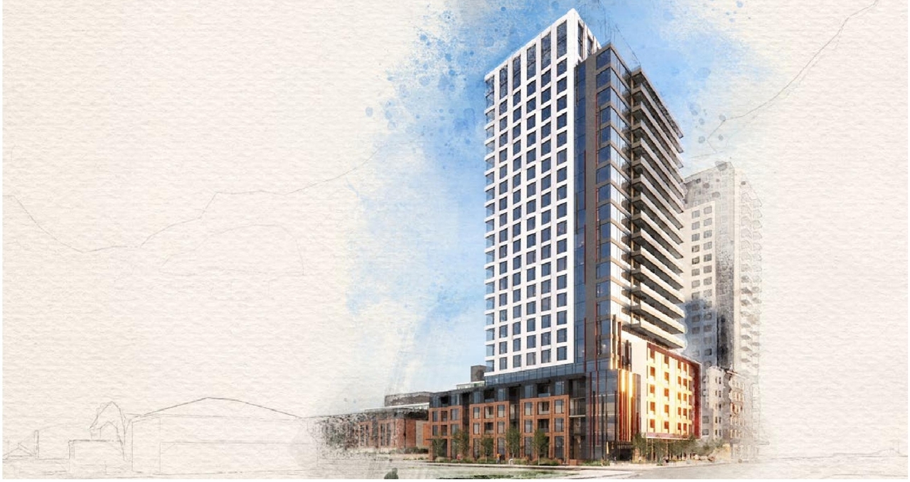 Rendering of building from page 21 of the file '2024-11-04 - Design Brief - D07-12-24-0072'