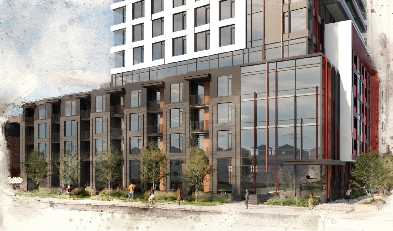 Rendering of building from page 12 of the file '2024-08-02 - Design Brief - D07-12-24-0072'