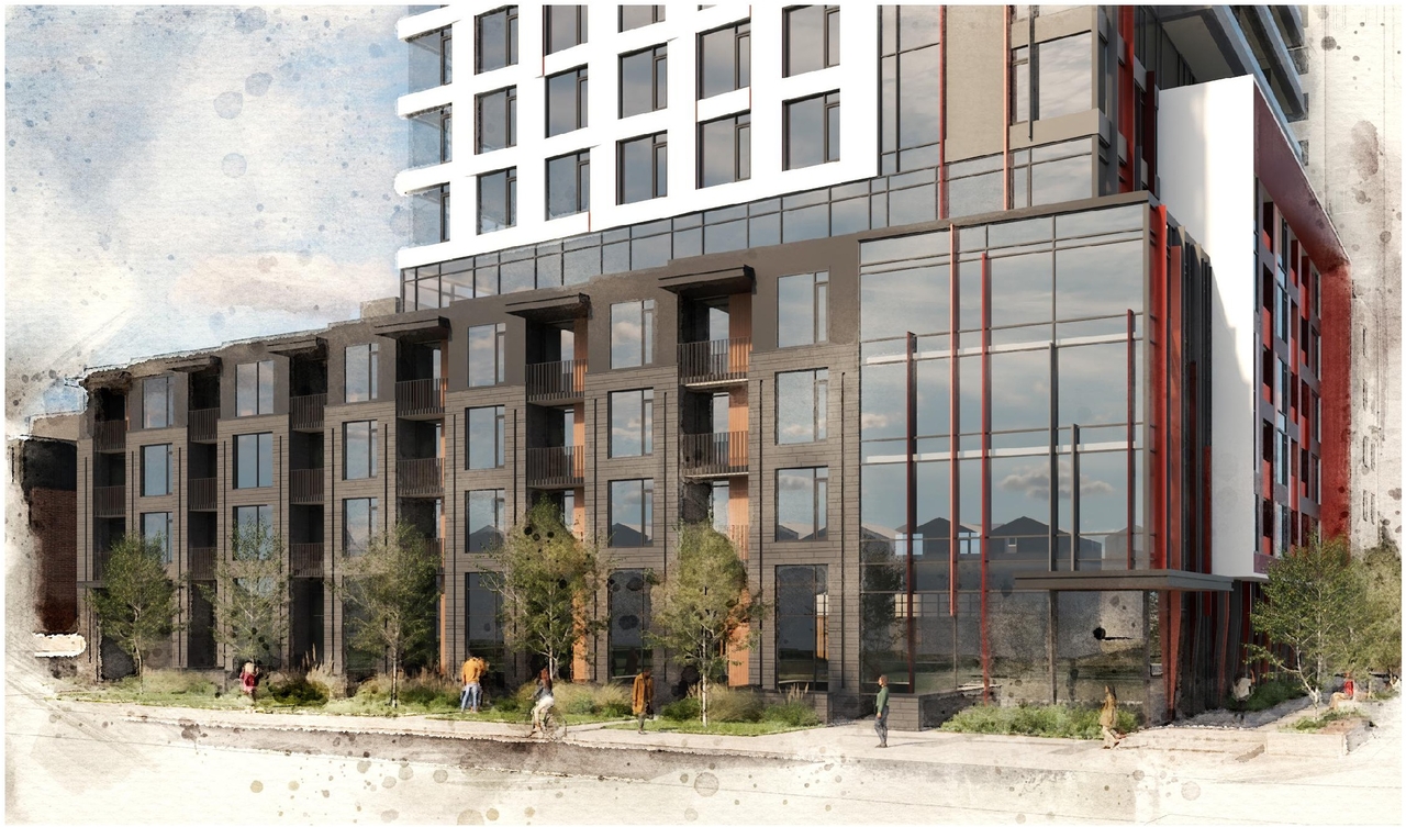 Rendering of building from page 12 of the file '2024-08-02 - Design Brief - D07-12-24-0072'