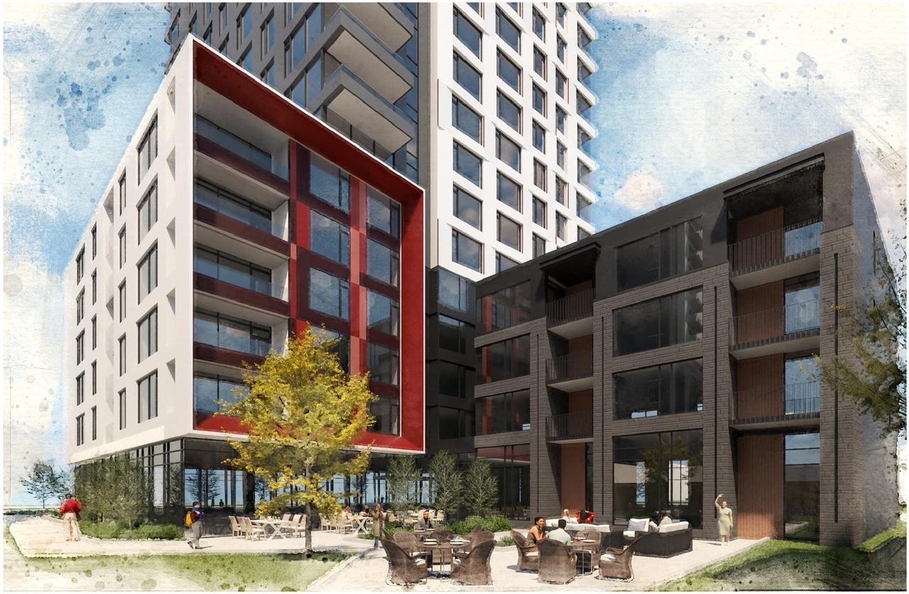 Rendering of building from page 14 of the file '2024-08-02 - Design Brief - D07-12-24-0072'
