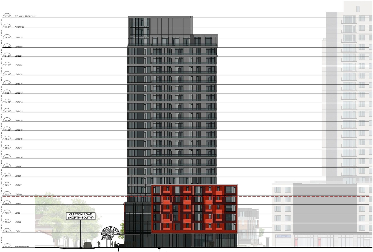 Rendering of building from page 15 of the file '2024-08-02 - Design Brief - D07-12-24-0072'