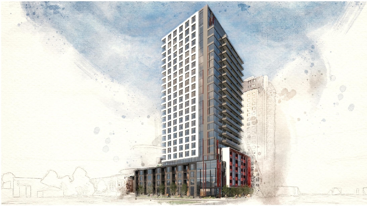 Rendering of building from page 20 of the file '2024-08-02 - Design Brief - D07-12-24-0072'