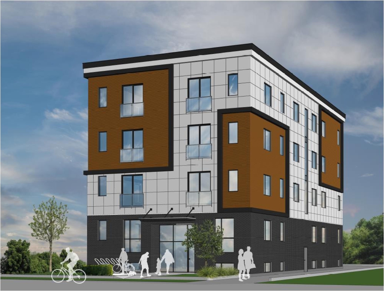 Rendering of building from page 10 of the file '2024-11-04 - Urban Design Brief Policy - D07-12-24-0079'