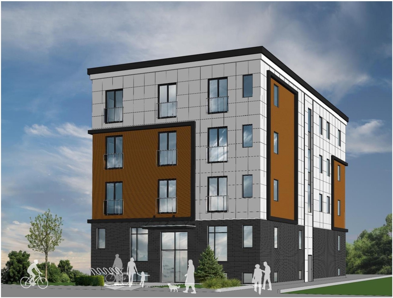 Rendering of building from page 24 of the file '2024-11-04 - Urban Design Brief Policy - D07-12-24-0080'
