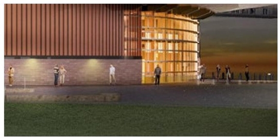 Rendering of building from page 37 of the file '2024-09-10 - Urban Design Review Panel Report - Rev 1 - D07-12-24-0082'