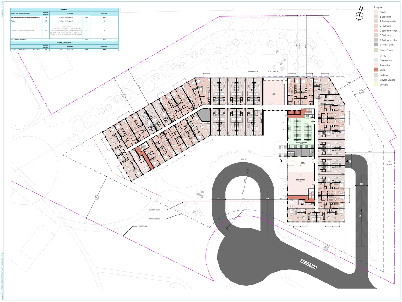 Construction site plan for project from page 2 of the file '2024-08-12 - Basement and Floor Plans - D07-12-24-0086'