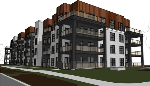 Rendering of building from page 12 of the file '2024-08-21 - Design Brief - D07-12-24-0090'