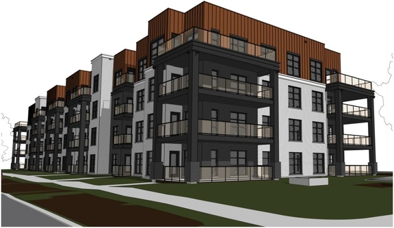 Rendering of building from page 12 of the file '2024-08-21 - Design Brief - D07-12-24-0090'