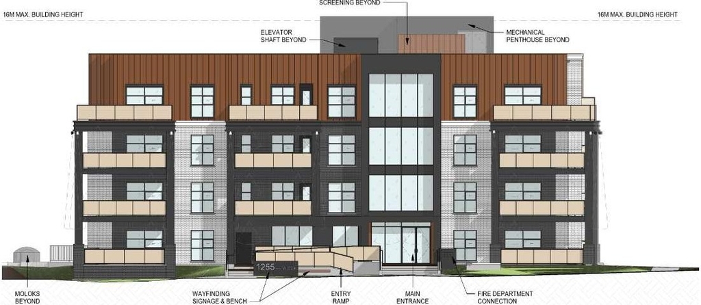 Rendering of building from page 16 of the file '2024-08-21 - Design Brief - D07-12-24-0090'
