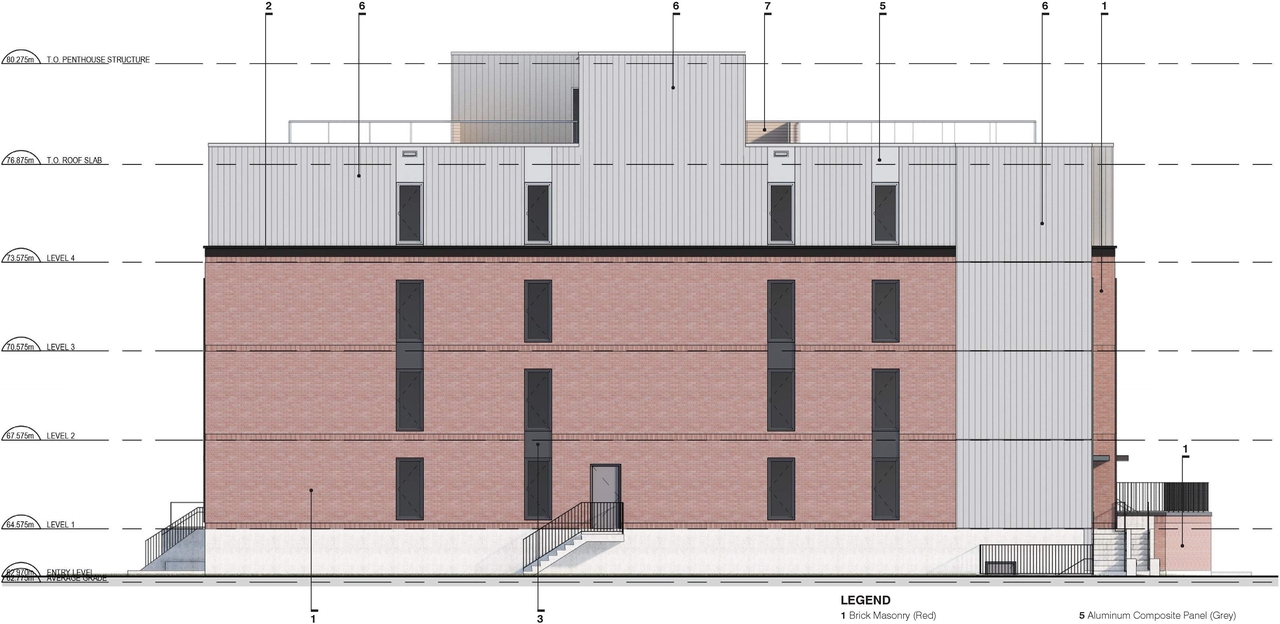 Rendering of building from page 19 of the file '2024-08-27 - Design Brief - D07-12-24-0095'