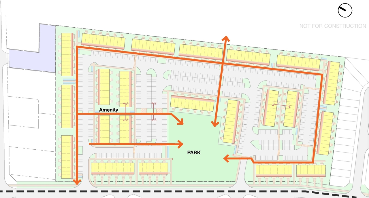 Construction site plan for project from page 33 of the file '2024-11-15 - Urban Design Brief Planning Rationale - D07-12-24-0103'