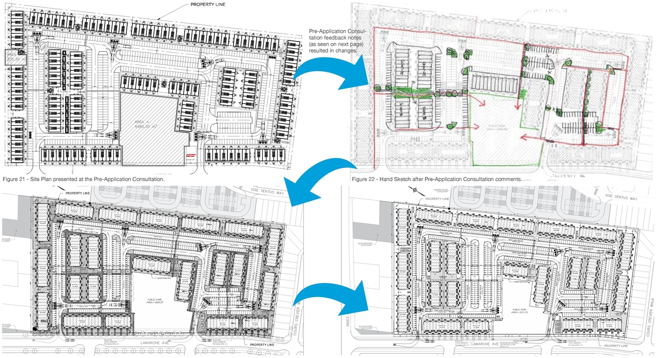 Construction site plan for project from page 30 of the file '2025-04-07 - Urban Design Brief - D07-12-24-0103'