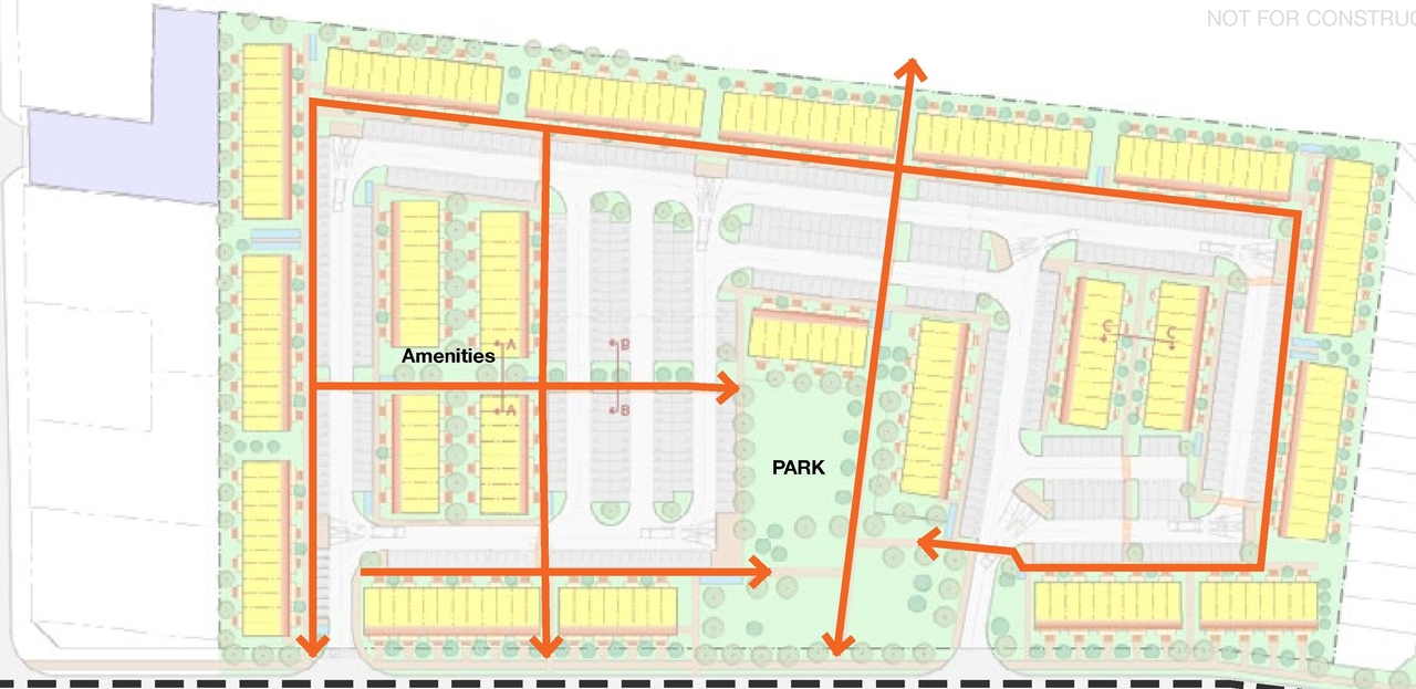 Construction site plan for project from page 33 of the file '2025-04-07 - Urban Design Brief - D07-12-24-0103'