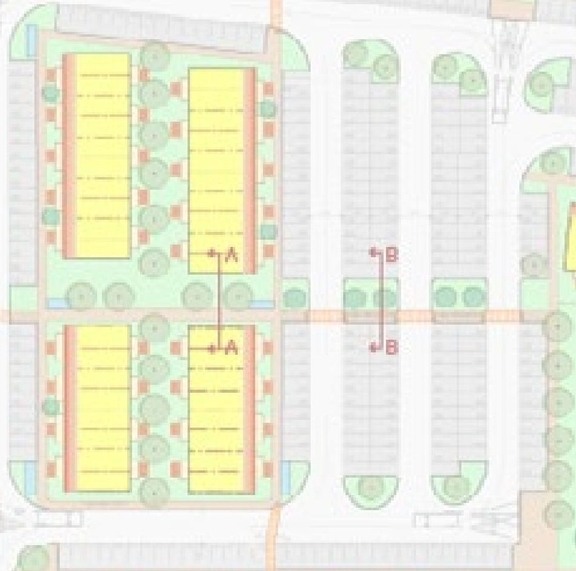 Construction site plan for project from page 34 of the file '2025-04-07 - Urban Design Brief - D07-12-24-0103'