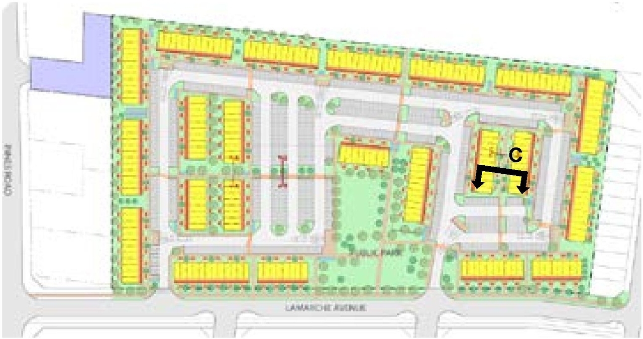 Construction site plan for project from page 36 of the file '2025-04-07 - Urban Design Brief - D07-12-24-0103'