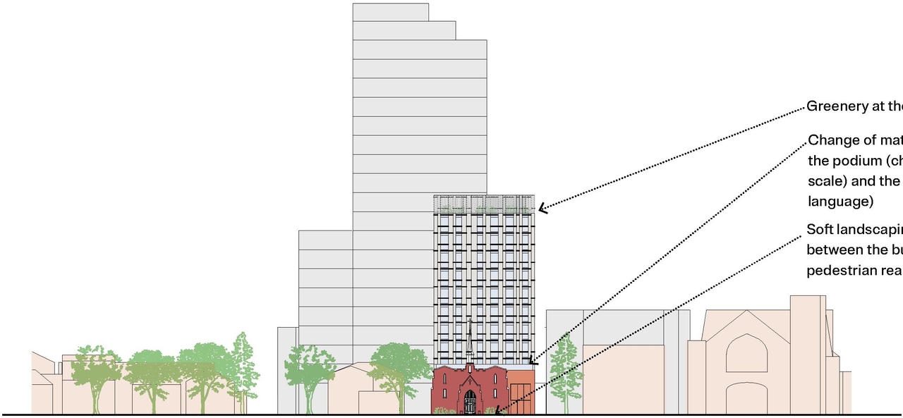 Rendering of building from page 81 of the file '2024-09-19 - Urban Design Review Panel Report - D07-12-24-0107'