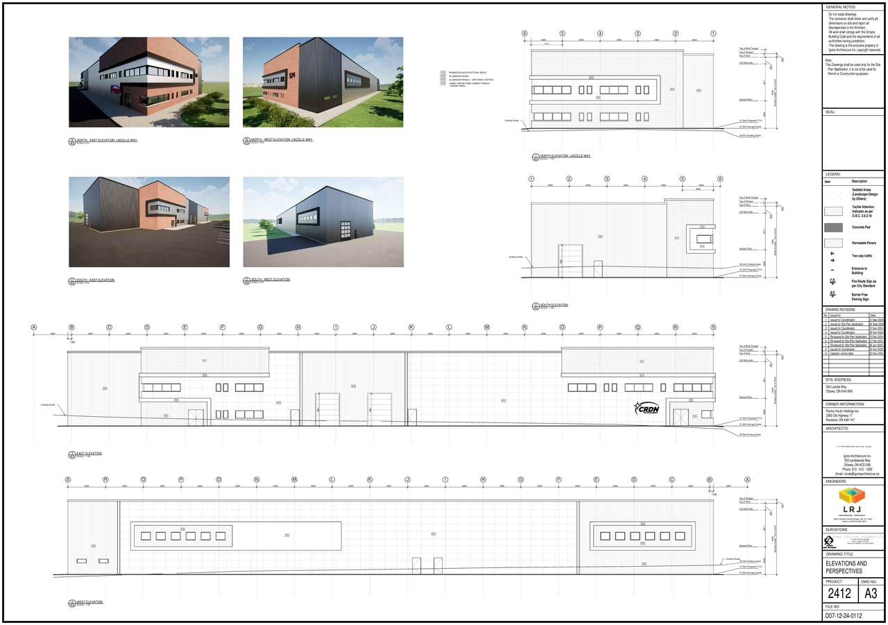 Rendering of building from page 4 of the file '2025-12-03 - Site Plan Fire Route Floor Plans and Elevations - D07-12-24-0112'